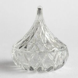 Vintage 1996 HFC Cut Glass Trinket Dish w Lid | Crystal Candy Jar